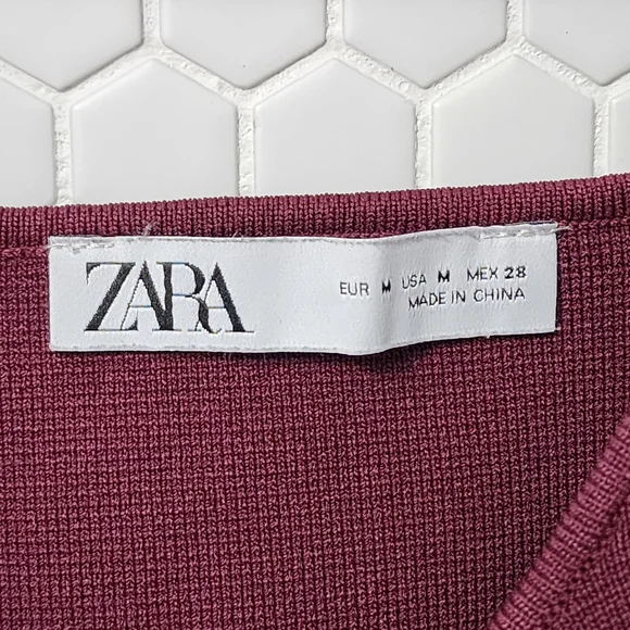 Zara Deep Red Square Neck Tank Top - Picture 7 of 8